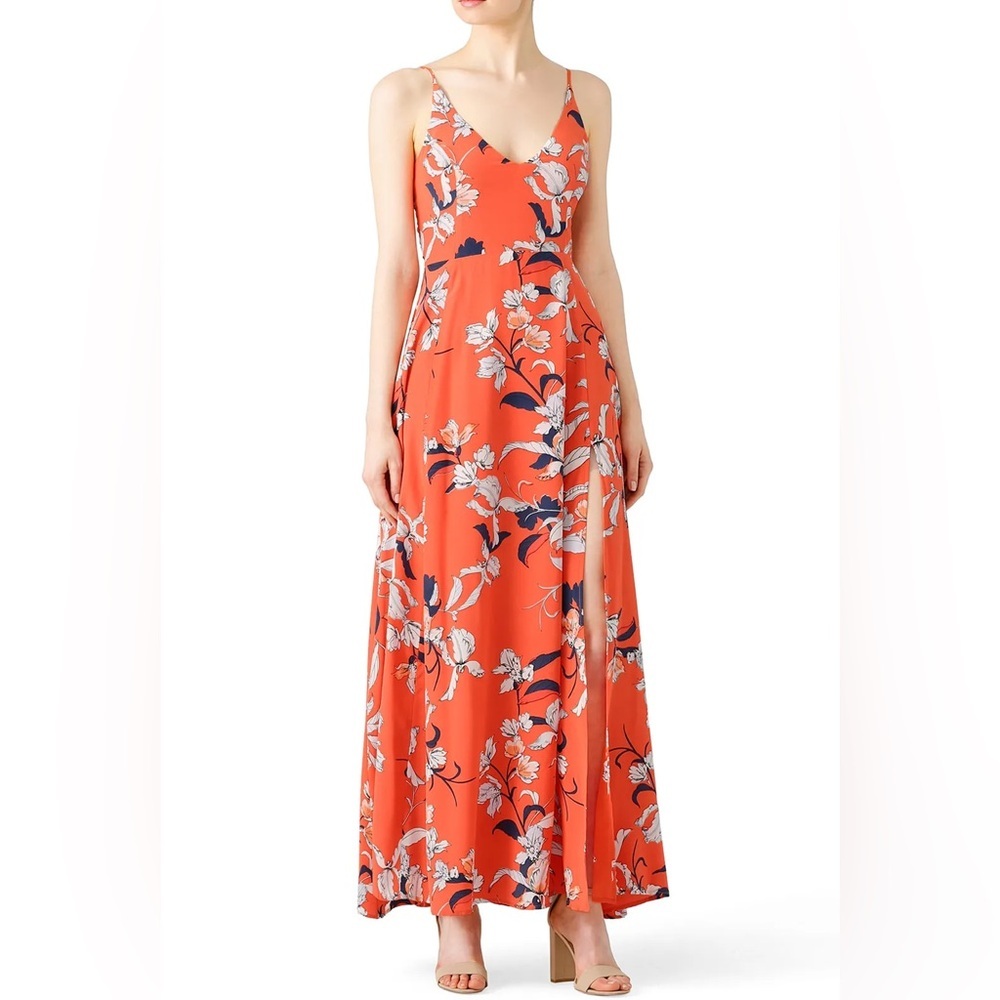 Yumi Kim coral floral silk maxi Sundress